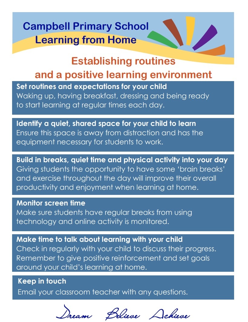 Establishing Daily Routines Learning at Home
